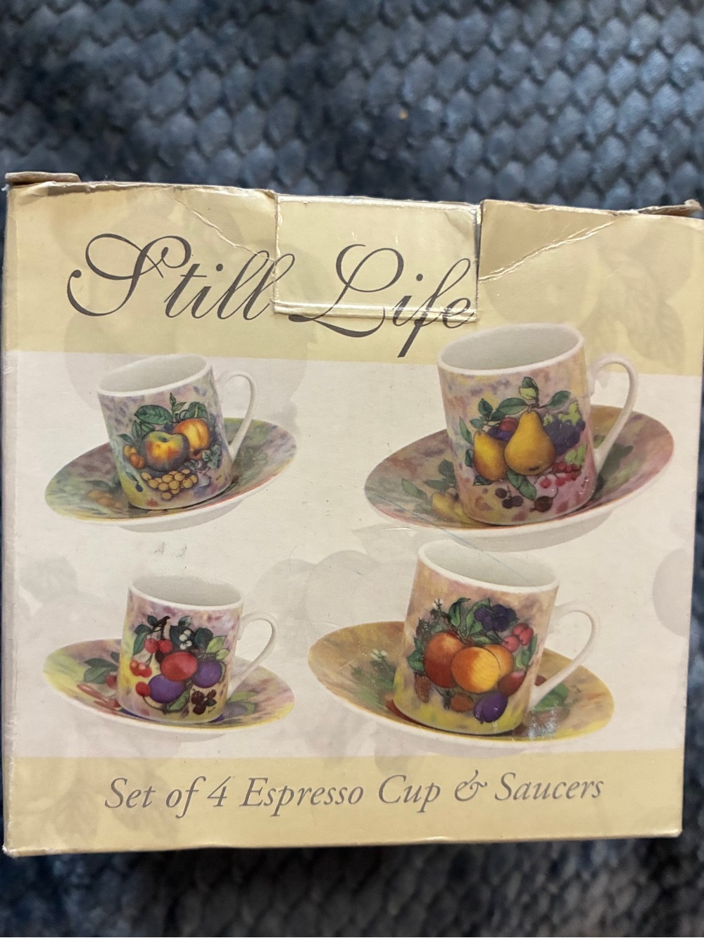 Home Essentials Fruit-Pattern Espresso Cups & Saucers - Multicolor